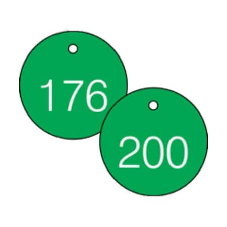 Accuform Engraved Numbered Tags, RP-Plastic, 3/8 in H x 3-1/4 in W, 25 PK TDG368GN